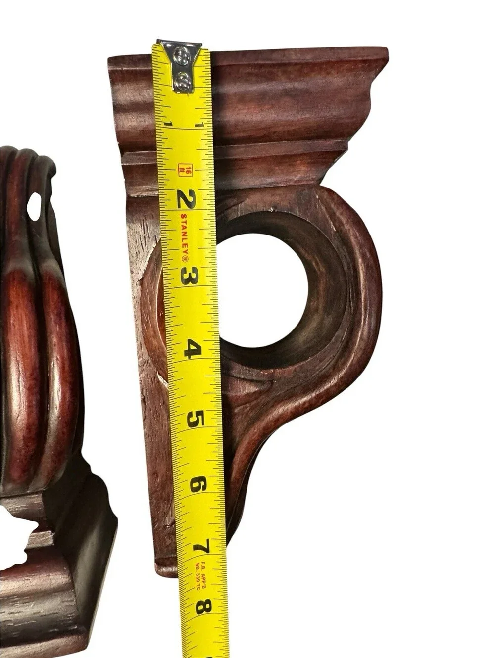 2 Drapery Sconce Corbels Curtain Rod Swag Holder Bracket Mahogany Finish 7